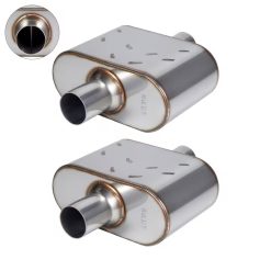 2 Pcs Universal Stainless Steel Chambered Exhaust Muffler